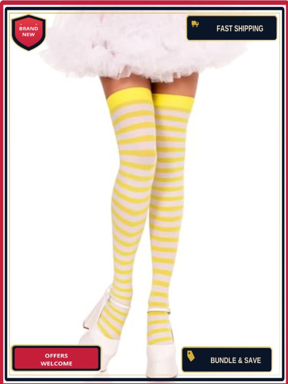Women's Striped Nylon Thigh High Stockings